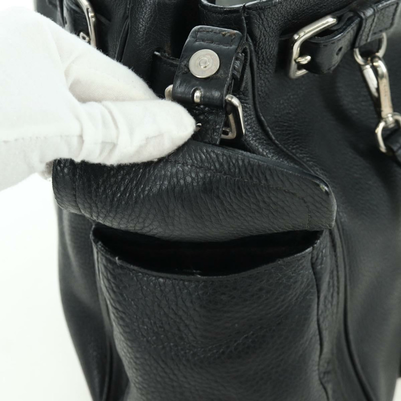 【日本直送】PRADA 托特包 皮革 黑色 銀色 正品 172907SAV-18