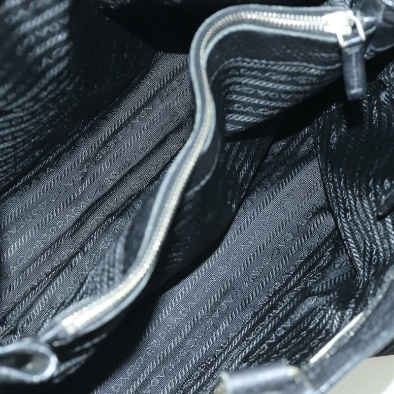 【日本直送】PRADA 托特包 皮革 黑色 銀色 正品 172907SAV-21