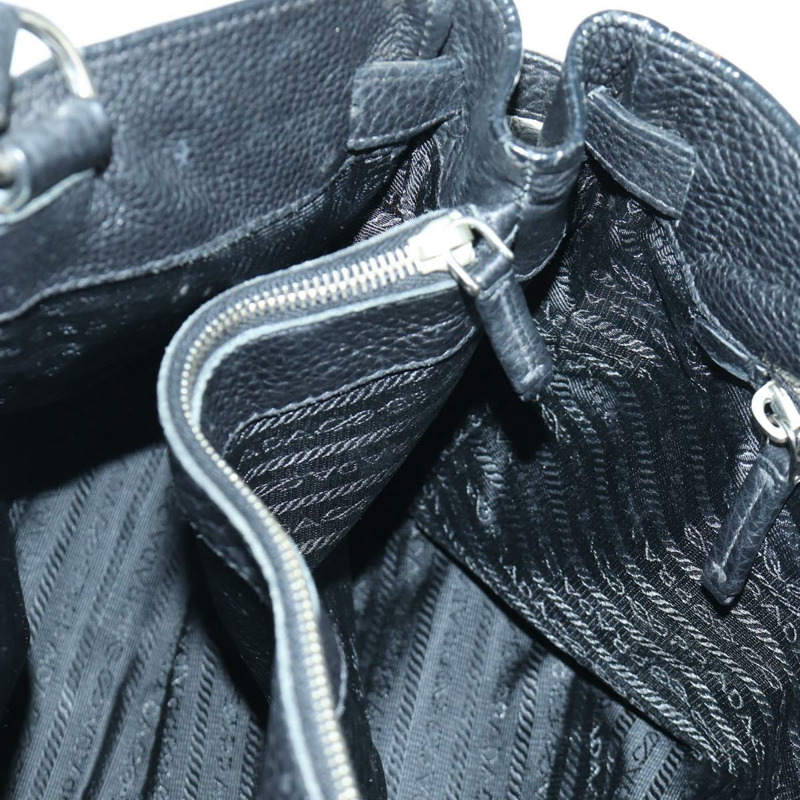 【日本直送】PRADA 托特包 皮革 黑色 銀色 正品 172907SAV-22