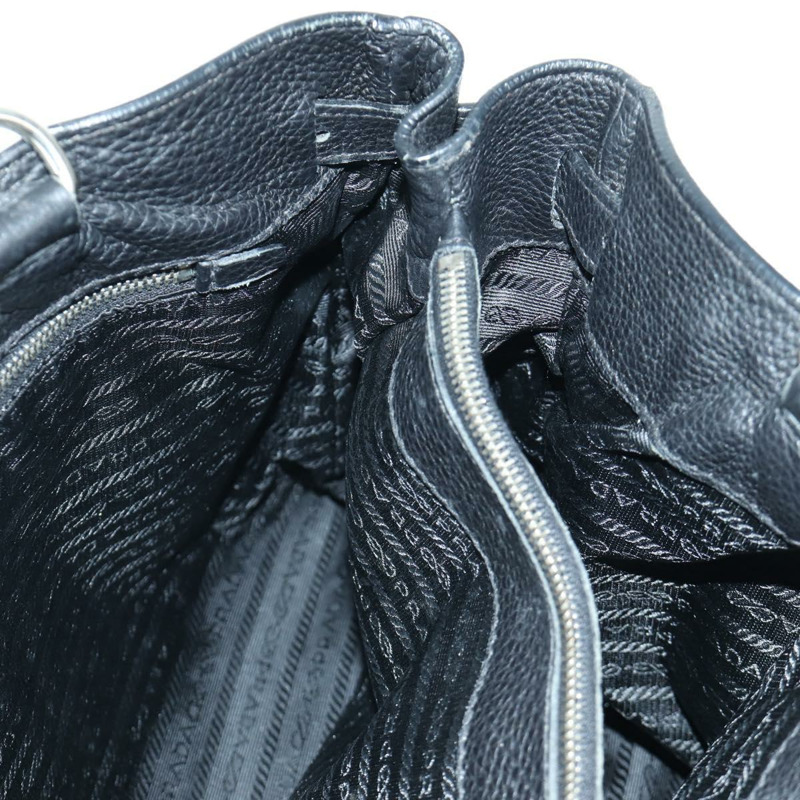 【日本直送】PRADA 托特包 皮革 黑色 銀色 正品 172907SAV-23