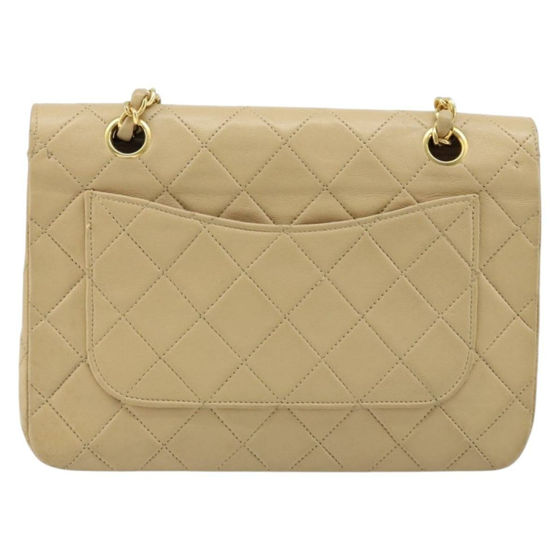 【日本直送】香奈兒 (CHANEL) 絎縫鏈條肩背包，羊皮材質，米色，金色雙C標誌，正品編號 172994SAV-2