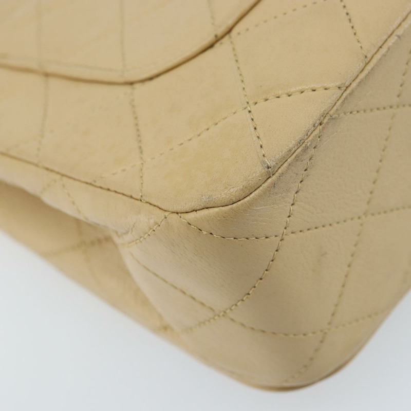 【日本直送】香奈兒 (CHANEL) 絎縫鏈條肩背包，羊皮材質，米色，金色雙C標誌，正品編號 172994SAV-12