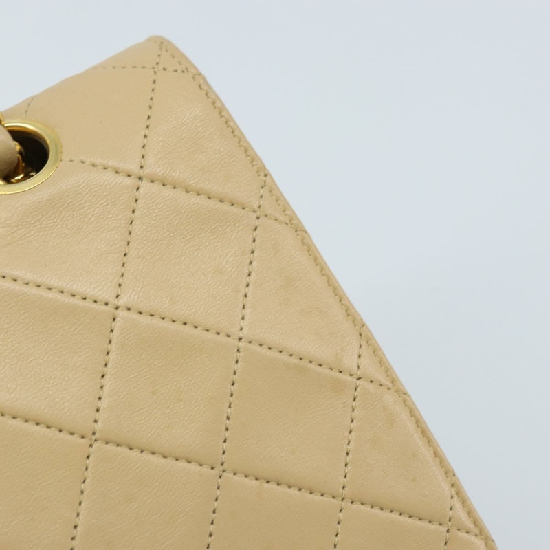 【日本直送】香奈兒 (CHANEL) 絎縫鏈條肩背包，羊皮材質，米色，金色雙C標誌，正品編號 172994SAV-13