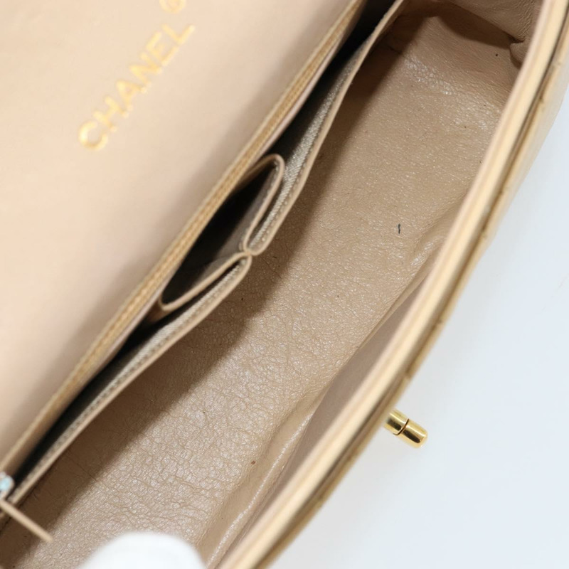 【日本直送】香奈兒 (CHANEL) 絎縫鏈條肩背包，羊皮材質，米色，金色雙C標誌，正品編號 172994SAV-18