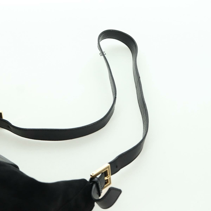 【日本直送】FENDI Mamma Baguette 肩背包 麂皮 黑色 金色 正品 172703A-8