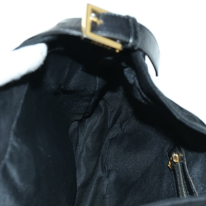 【日本直送】FENDI Mamma Baguette 肩背包 麂皮 黑色 金色 正品 172703A-19