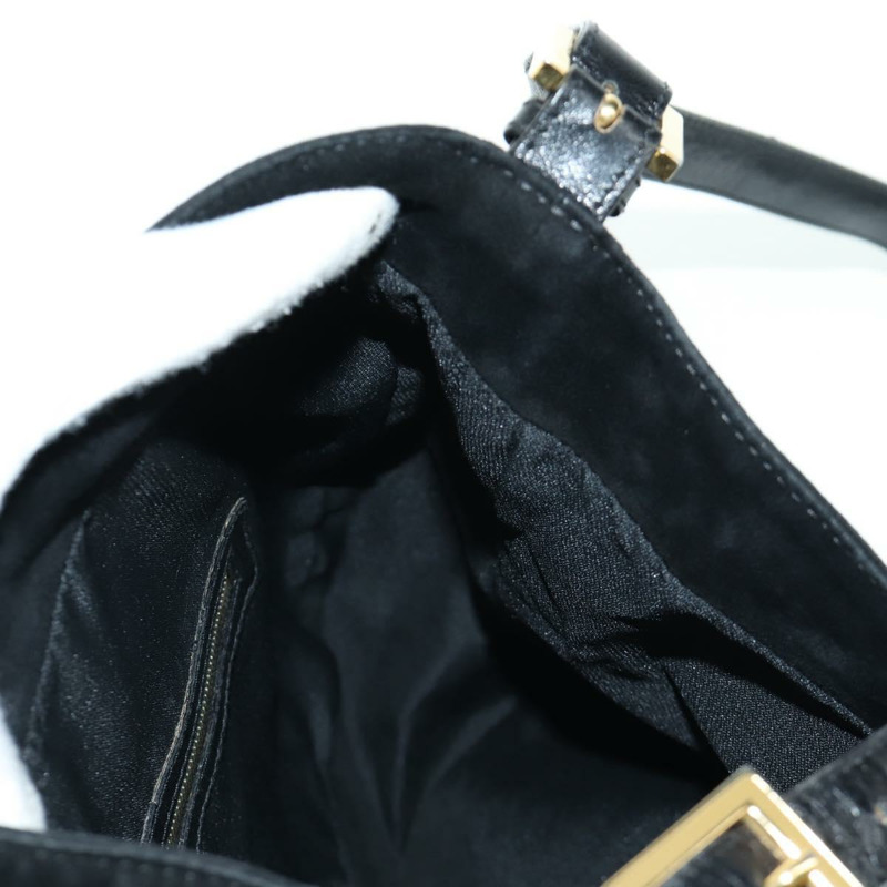 【日本直送】FENDI Mamma Baguette 肩背包 麂皮 黑色 金色 正品 172703A-20