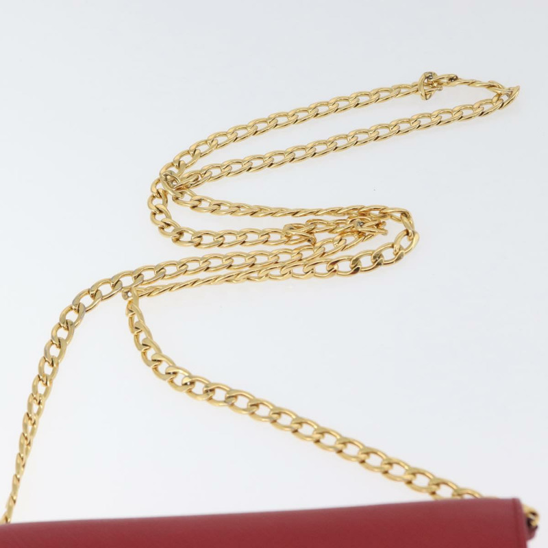 【日本直送】PRADA 鏈條皮夾單肩包 Safiano 皮革 紅色 金色 正品 168305M-7