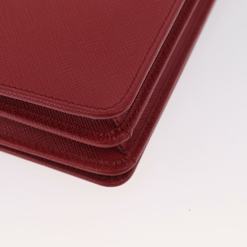 【日本直送】PRADA 鏈條皮夾單肩包 Safiano 皮革 紅色 金色 正品 168305M-11