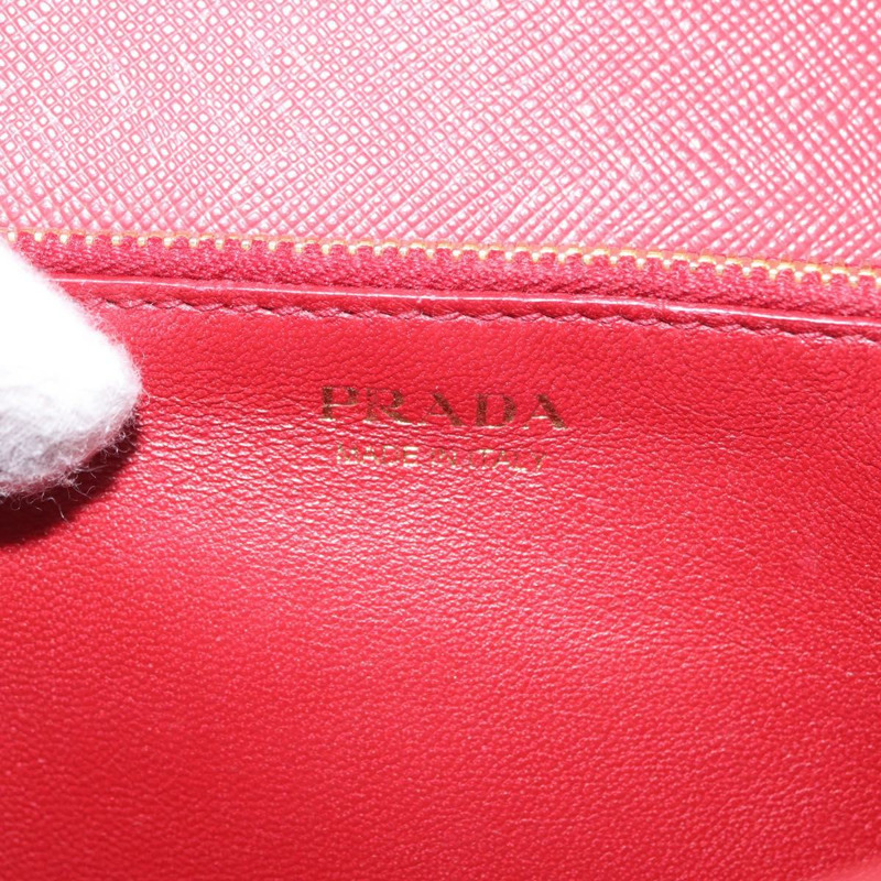 【日本直送】PRADA 鏈條皮夾單肩包 Safiano 皮革 紅色 金色 正品 168305M-17