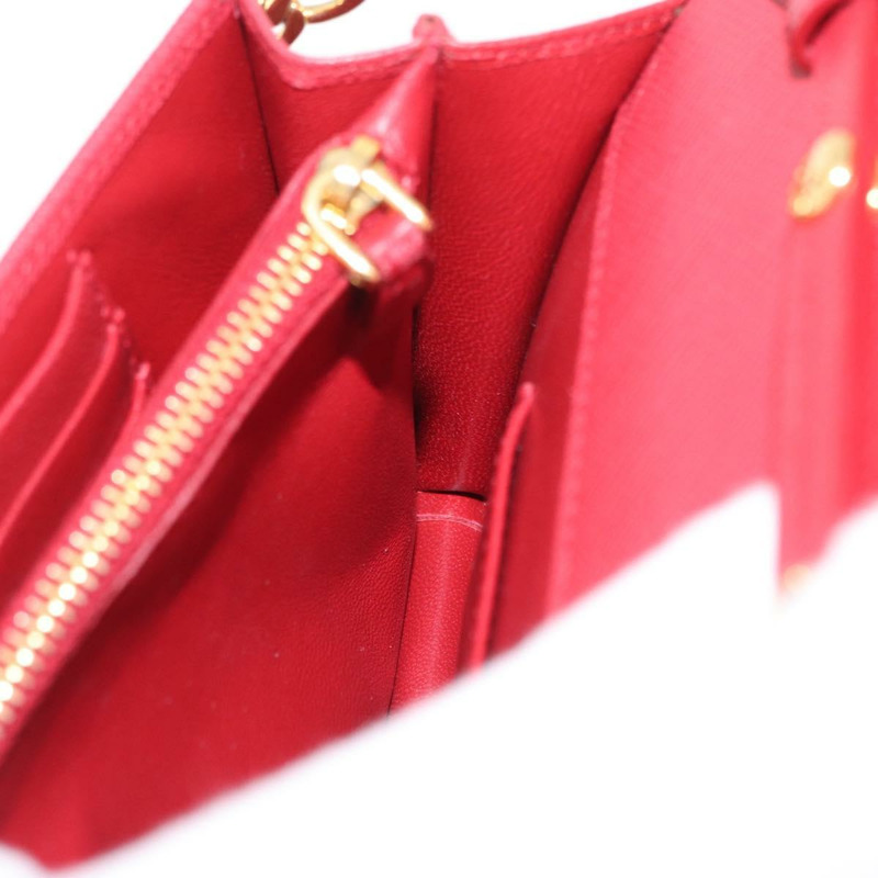 【日本直送】PRADA 鏈條皮夾單肩包 Safiano 皮革 紅色 金色 正品 168305M-23