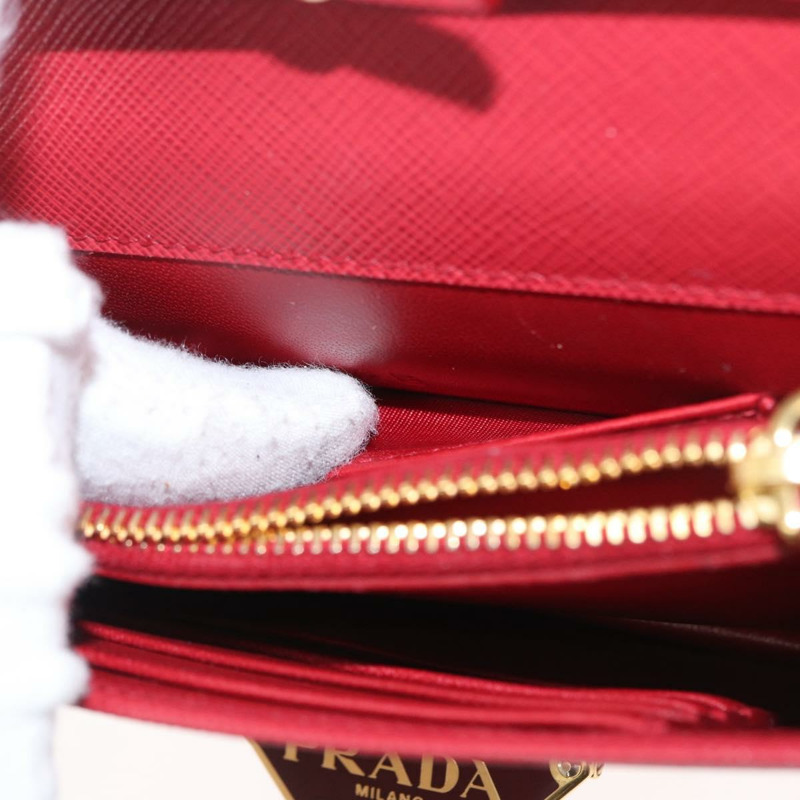 【日本直送】PRADA 鏈條皮夾單肩包 Safiano 皮革 紅色 金色 正品 168305M-26