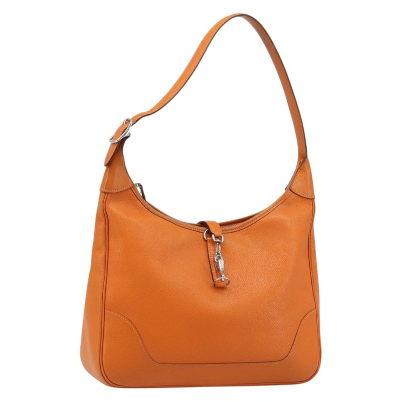 【日本直送】愛馬仕 Trim 31 肩背包 皮革 橙色 銀色 正品 168319V-0