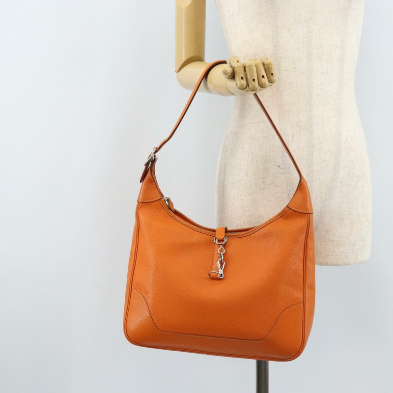 【日本直送】愛馬仕 Trim 31 肩背包 皮革 橙色 銀色 正品 168319V-24