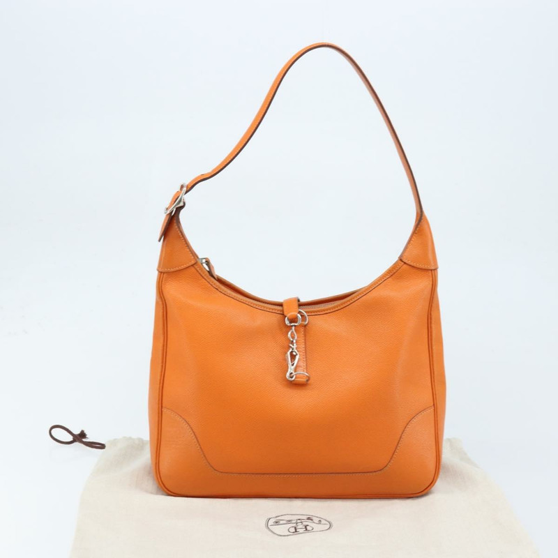 【日本直送】愛馬仕 Trim 31 肩背包 皮革 橙色 銀色 正品 168319V-25