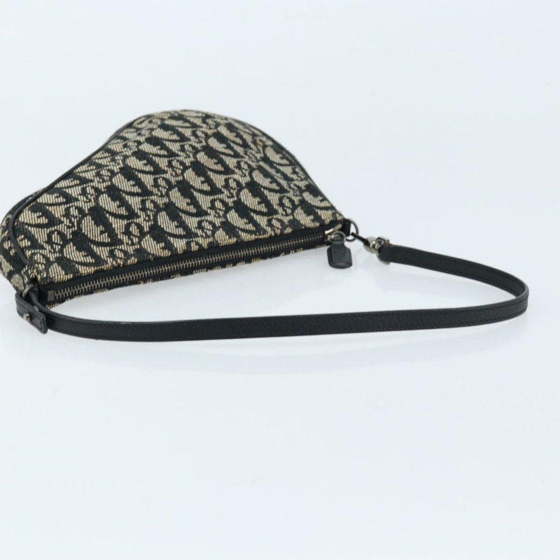 【日本直送】Christian Dior Trotter帆布馬鞍配件包 黑色銀色 Auth ARZ354V-6