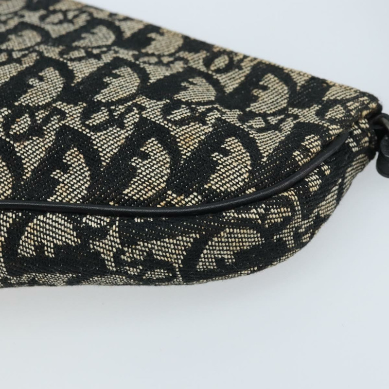 【日本直送】Christian Dior Trotter帆布馬鞍配件包 黑色銀色 Auth ARZ354V-9