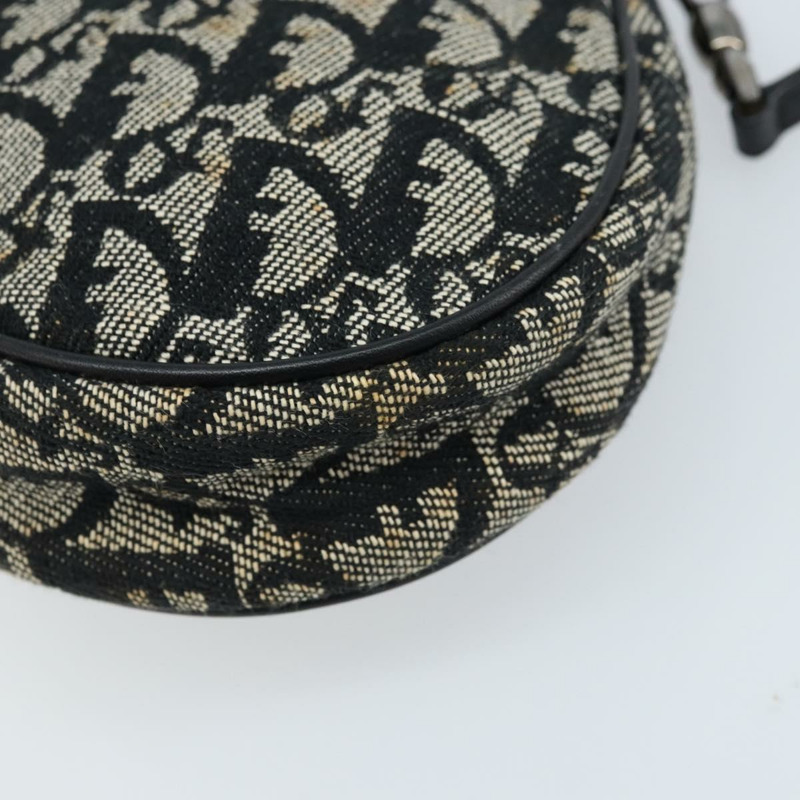 【日本直送】Christian Dior Trotter帆布馬鞍配件包 黑色銀色 Auth ARZ354V-11