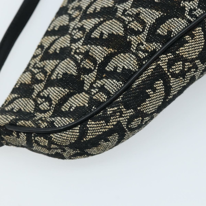 【日本直送】Christian Dior Trotter帆布馬鞍配件包 黑色銀色 Auth ARZ354V-12