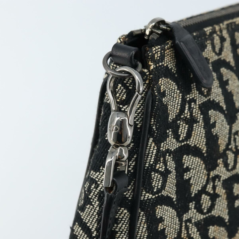 【日本直送】Christian Dior Trotter帆布馬鞍配件包 黑色銀色 Auth ARZ354V-14