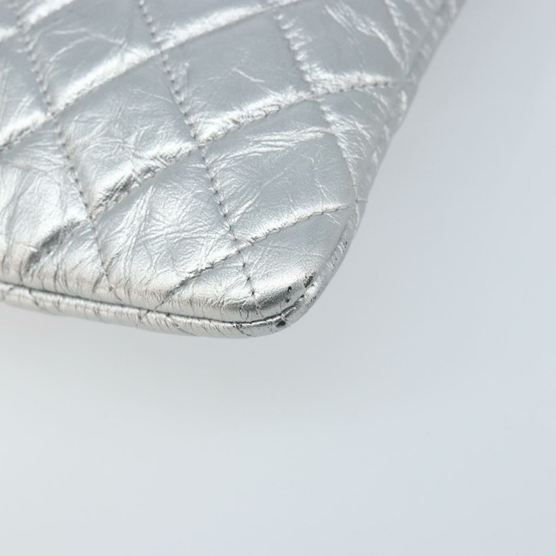 【日本直送】香奈兒 (CHANEL) Matelasse 手拿包 小牛皮 銀色 CC 標誌 Auth 171508A-7