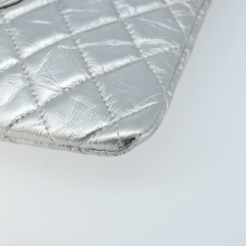 【日本直送】香奈兒 (CHANEL) Matelasse 手拿包 小牛皮 銀色 CC 標誌 Auth 171508A-9