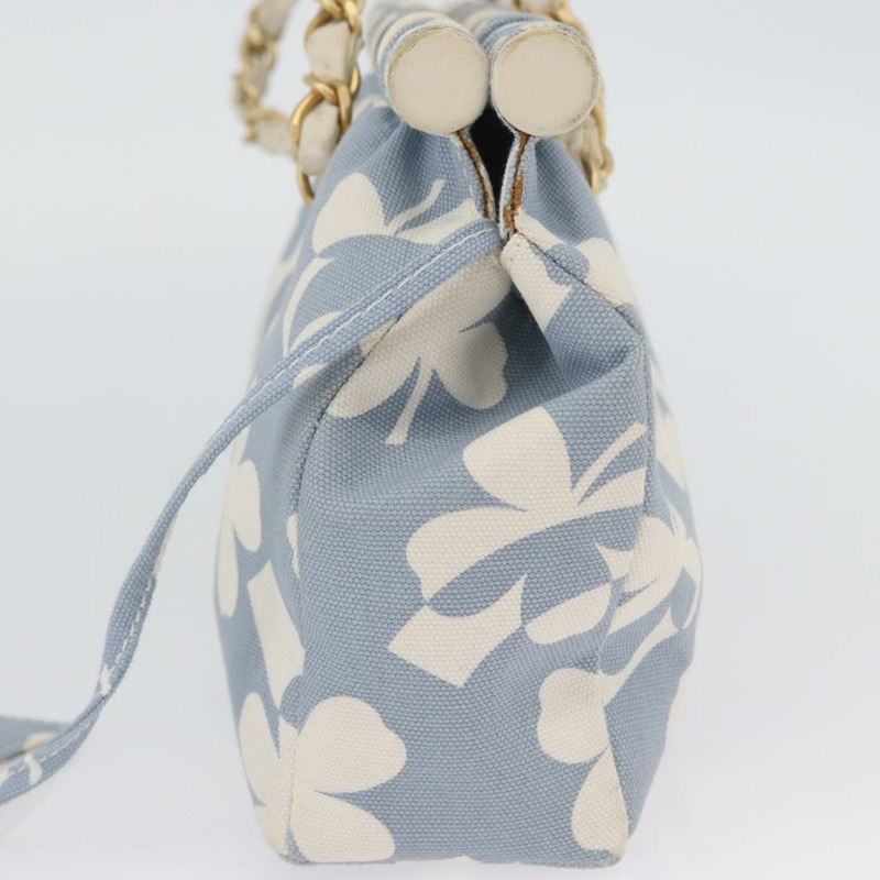 【日本直送】香奈兒鏈條肩背包 帆布 淺藍色 金色 CC 標誌 正品 173315SAV-3