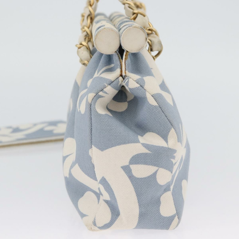 【日本直送】香奈兒鏈條肩背包 帆布 淺藍色 金色 CC 標誌 正品 173315SAV-4