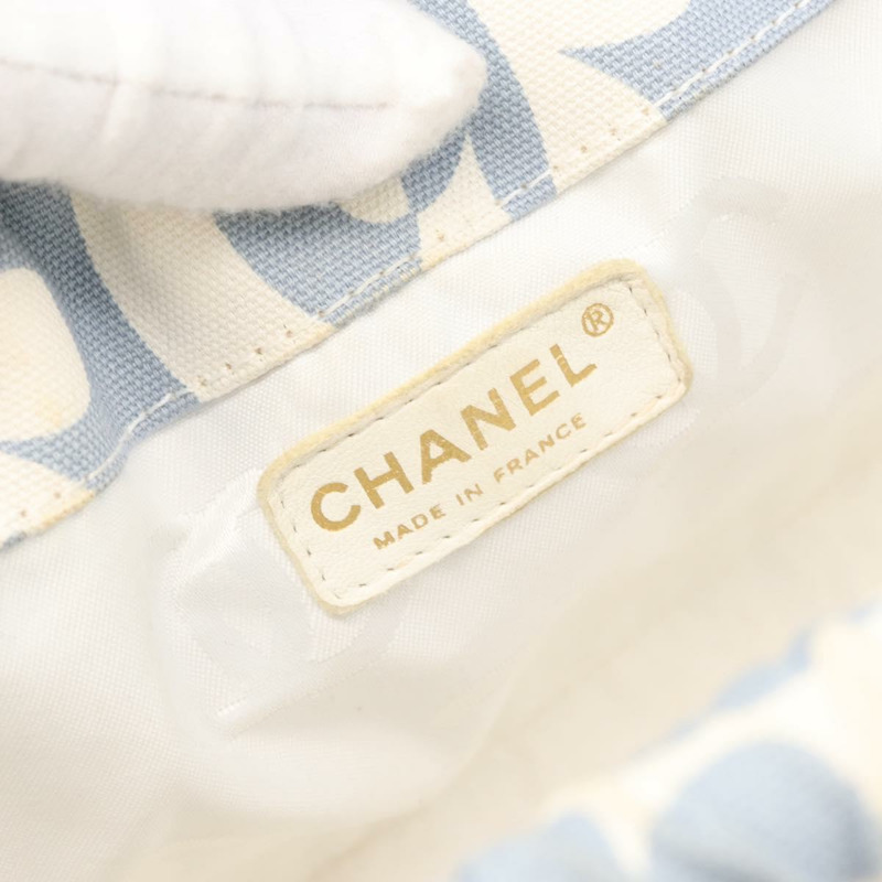【日本直送】香奈兒鏈條肩背包 帆布 淺藍色 金色 CC 標誌 正品 173315SAV-14