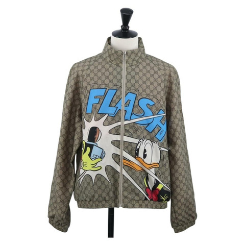 GUCCI GG Supreme 唐老鴨 PVC 米色外套 正品 167030SM