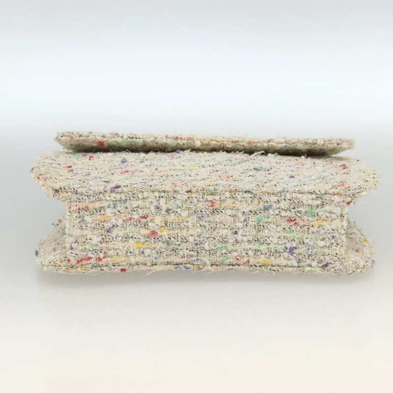 【日本直送】香奈兒 COCO 標誌鏈條手提包，斜紋軟呢白色銀色 CC Auth LNZ481SAM-8