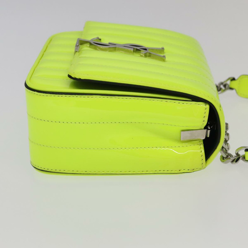 【日本直送】SAINT LAURENT 鏈條 Vicky 小號包 琺瑯黃銀色 538439 正品 101382SAM-2