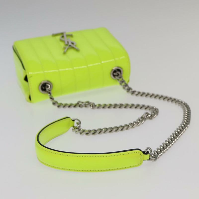 【日本直送】SAINT LAURENT 鏈條 Vicky 小號包 琺瑯黃銀色 538439 正品 101382SAM-5