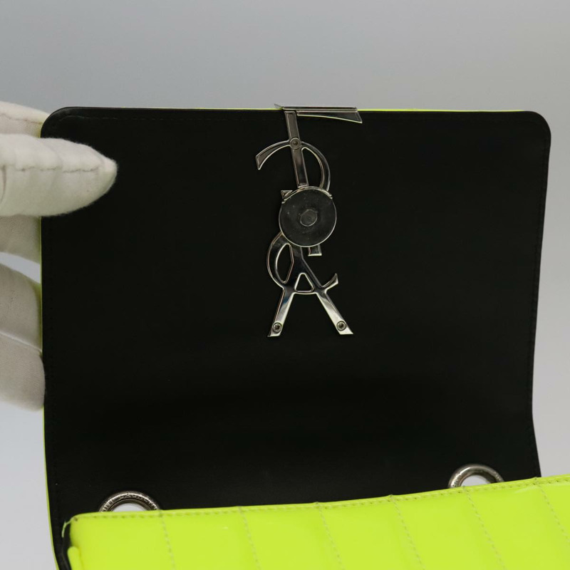 【日本直送】SAINT LAURENT 鏈條 Vicky 小號包 琺瑯黃銀色 538439 正品 101382SAM-8