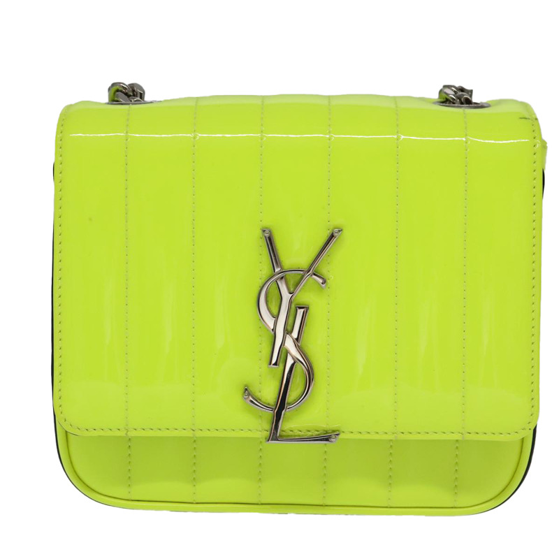 【日本直送】SAINT LAURENT 鏈條 Vicky 小號包 琺瑯黃銀色 538439 正品 101382SAM-12
