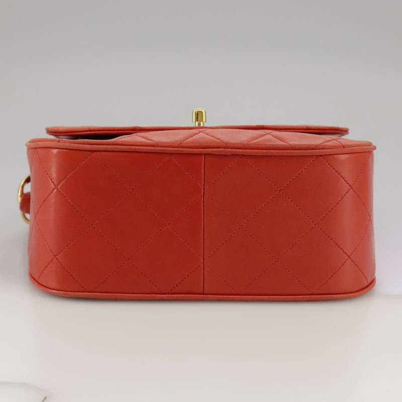 【日本直送】香奈兒 (CHANEL) 絎縫鏈條單肩包，羊皮材質，橙色金色雙C標誌，正品編號 107881SAV-4