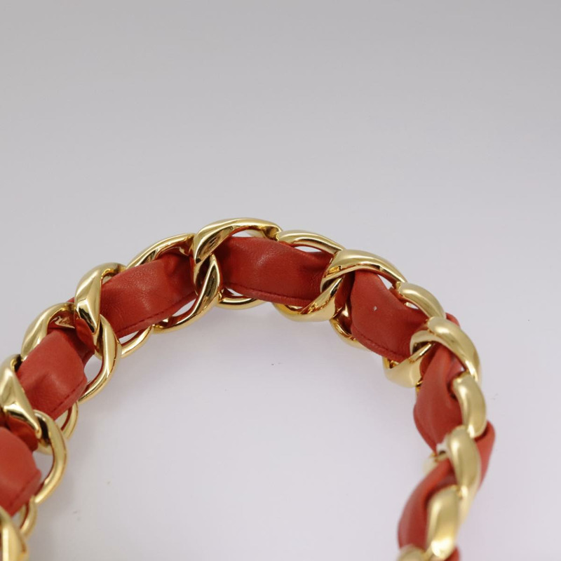 【日本直送】香奈兒 (CHANEL) 絎縫鏈條單肩包，羊皮材質，橙色金色雙C標誌，正品編號 107881SAV-13