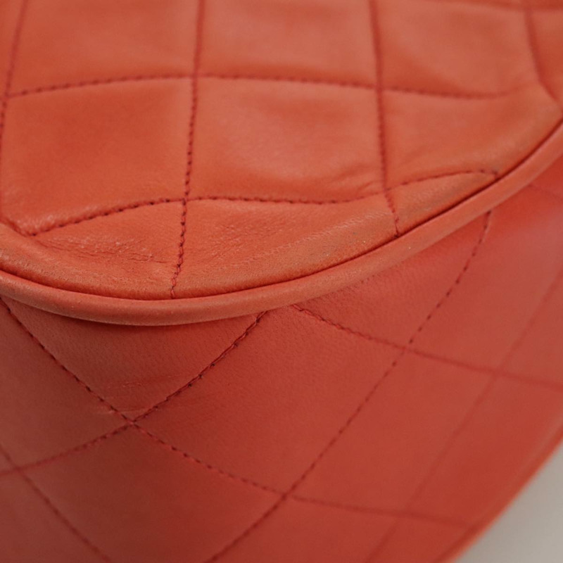 【日本直送】香奈兒 (CHANEL) 絎縫鏈條單肩包，羊皮材質，橙色金色雙C標誌，正品編號 107881SAV-17