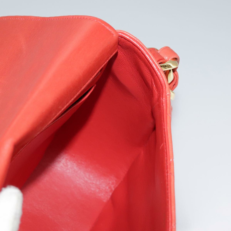 【日本直送】香奈兒 (CHANEL) 絎縫鏈條單肩包，羊皮材質，橙色金色雙C標誌，正品編號 107881SAV-21