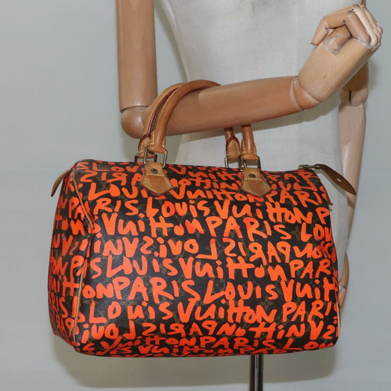 【日本直送】路易威登 Monogram Graffiti Speedy 30 手提包 橙色 M93705 LV Auth 113708M-22