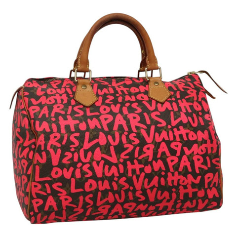 路易威登 Monogram Graffiti Speedy 30 手提包 粉紅色 M93704 LV 正品 110106M