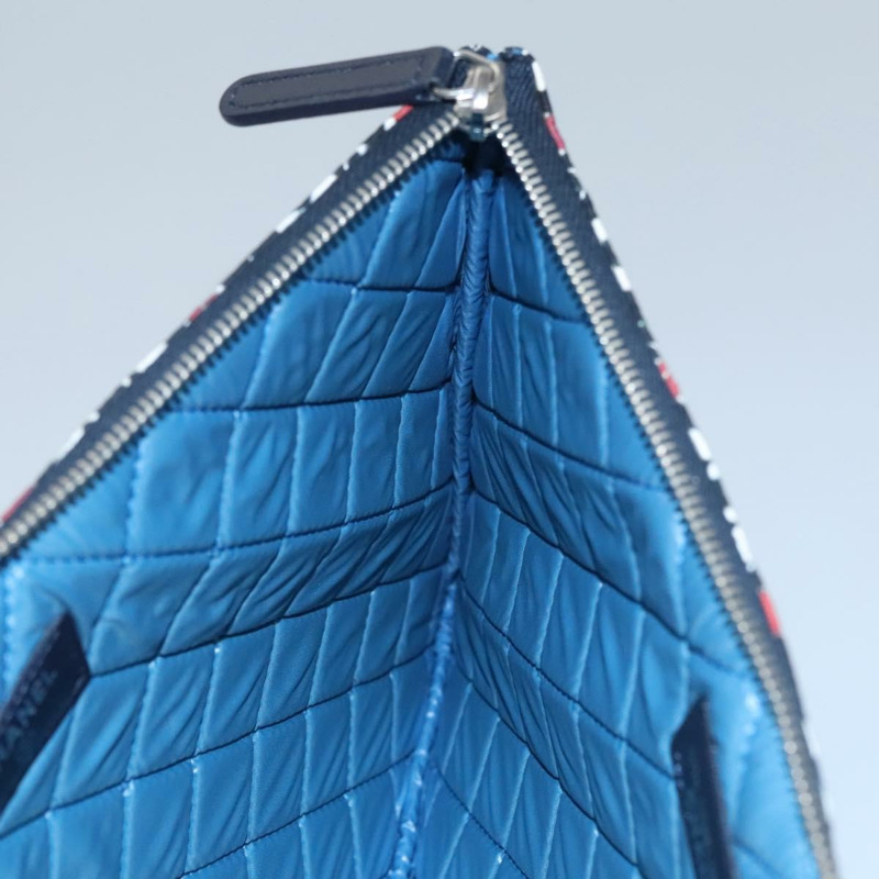 【日本直送】香奈兒棉白色手拿包 CC Auth 113828V-18