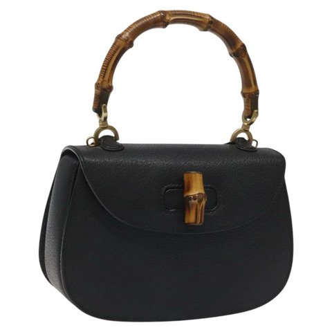 GUCCI 竹節手提包 皮革 黑色 金色 000 2113 0188 正品 yk17496V