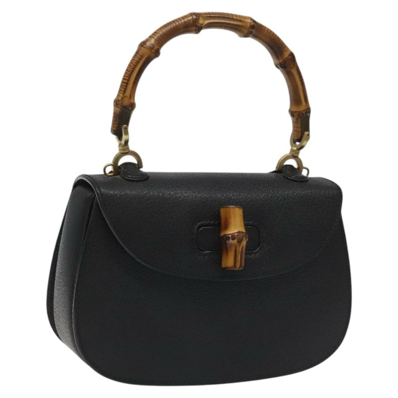 【日本直送】GUCCI 竹節手提包 皮革 黑色 金色 000 2113 0188 正品 yk17496V-0
