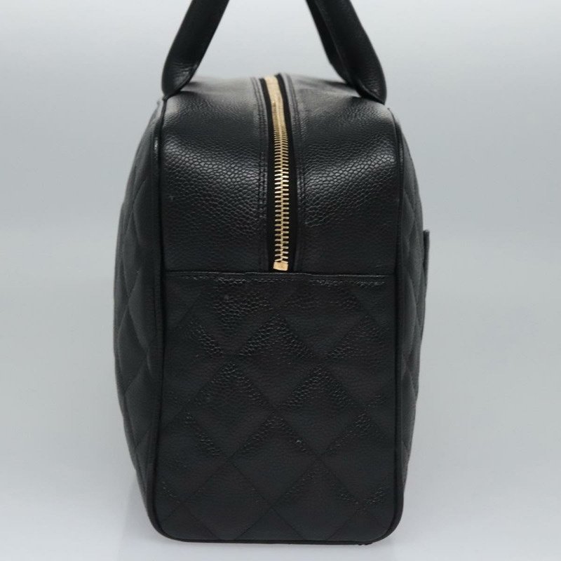 【日本直送】香奈兒 (CHANEL) Matelasse 手袋，魚子醬紋皮革，黑色，金色雙C標誌，正品 BA451SAM-2