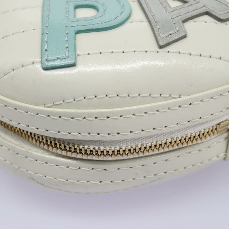 【日本直送】香奈兒 V 字縫線 LA PAUSA 鏈條單肩包 白色皮革 CC 正品 bs23014SAV-14