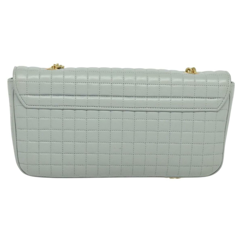 【日本直送】CELINE 絎縫鏈條單肩包 羊皮 灰色 金色 Auth mr1084SAV-1