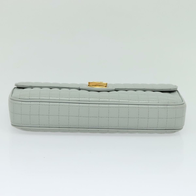 【日本直送】CELINE 絎縫鏈條單肩包 羊皮 灰色 金色 Auth mr1084SAV-4