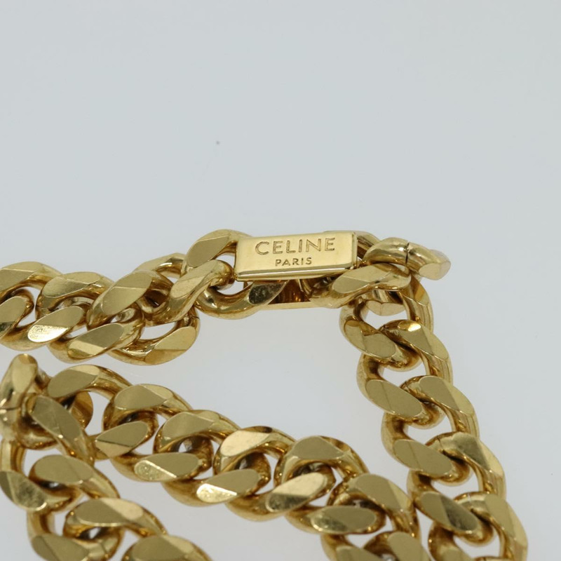 【日本直送】CELINE 絎縫鏈條單肩包 羊皮 灰色 金色 Auth mr1084SAV-7