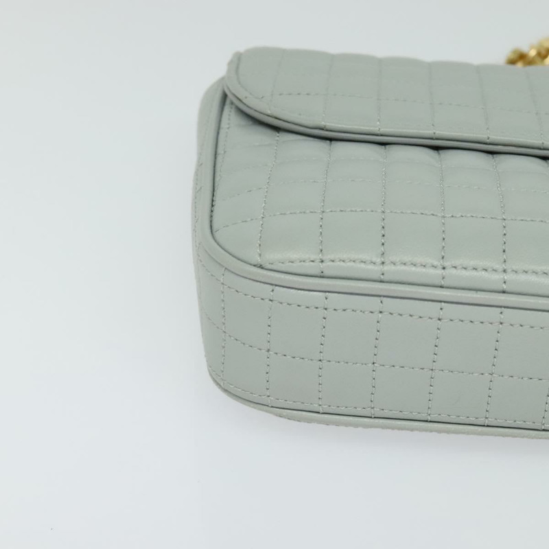 【日本直送】CELINE 絎縫鏈條單肩包 羊皮 灰色 金色 Auth mr1084SAV-13